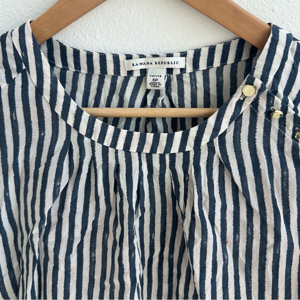 Banana Republic Striped Navy and White Blouse - Picture 3 of 7